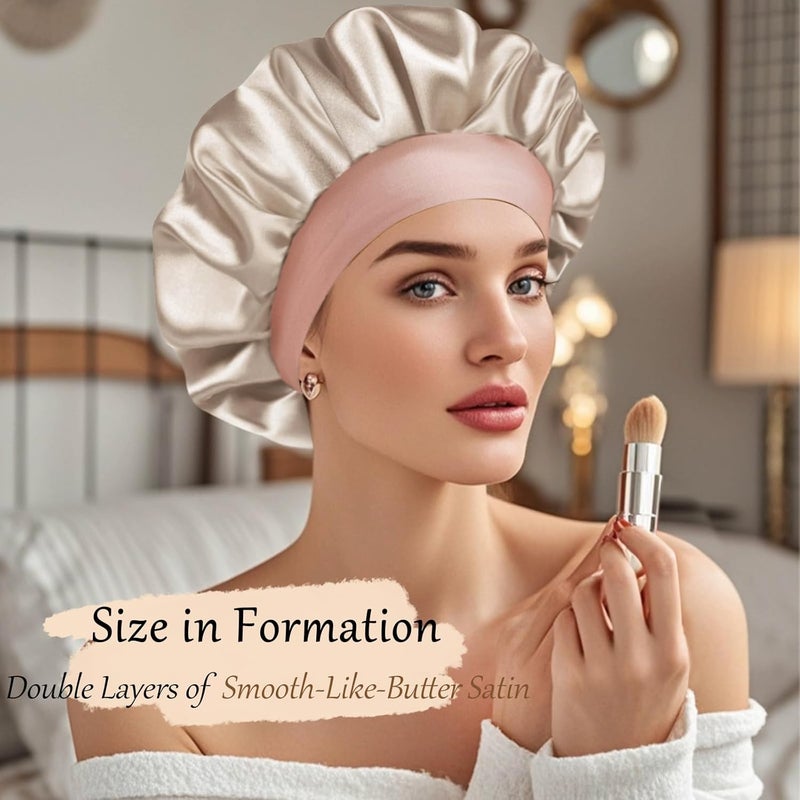 Doitory Store Satin Silk Bonnet for Sleeping, Soft Satin Lined Hair Bonnet for Women, Double Layer Sleep Nightcap - Image 4